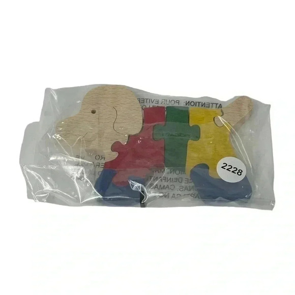 COLORFUL DOG WOODEN PUZZLE HANDMADE HAND-PAINTED TODDLER LEARNING TOY NON-TOXIC - Picture 4 of 4